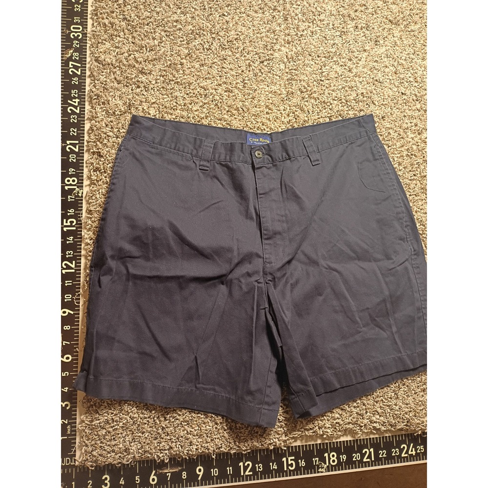 Club Room Mens Navy Blue Chino Shorts 100 Cotton Flat Front Size 40